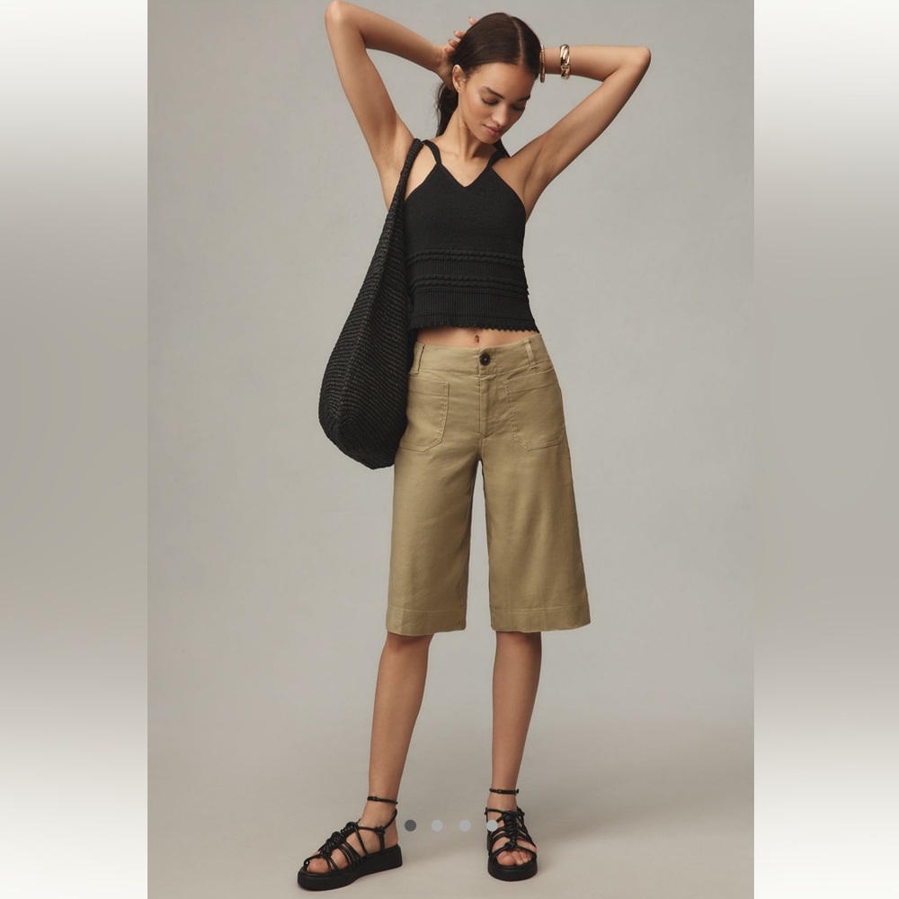 Maeve Olive Green Bermuda Shorts